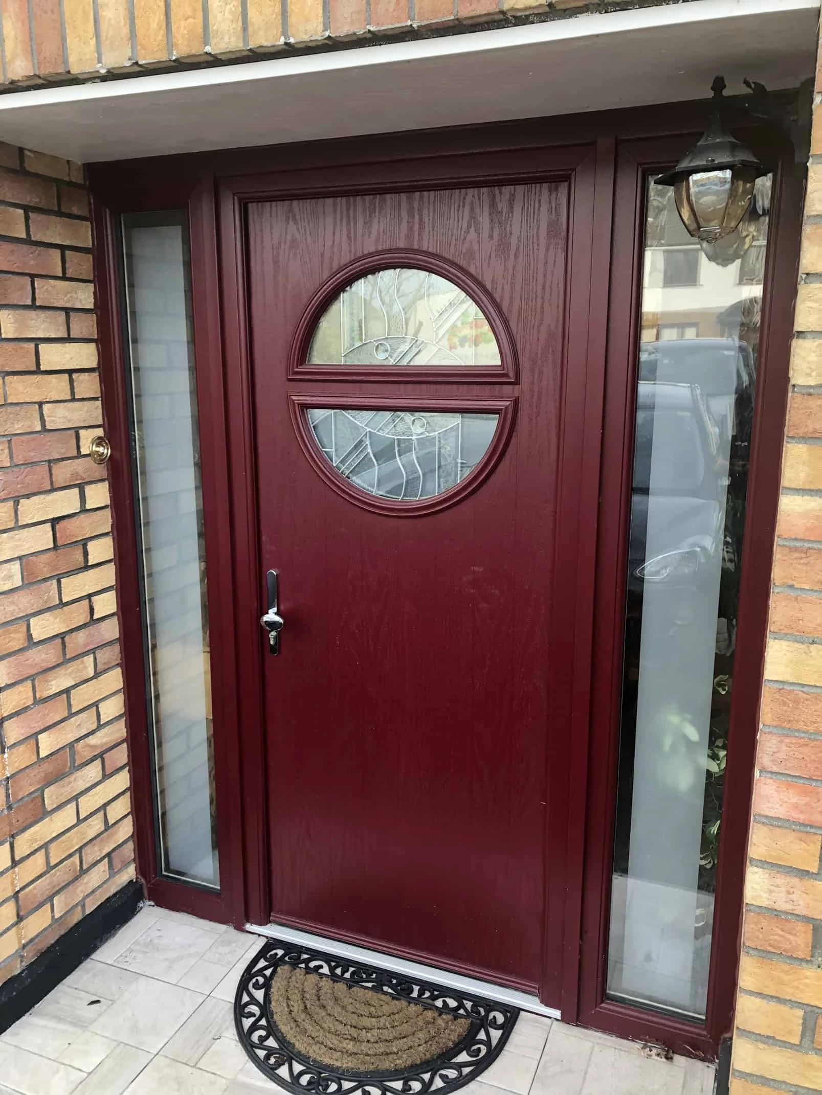 Range of composite front door styles in Anthracite Grey, Chartwell Green and Irish Oak