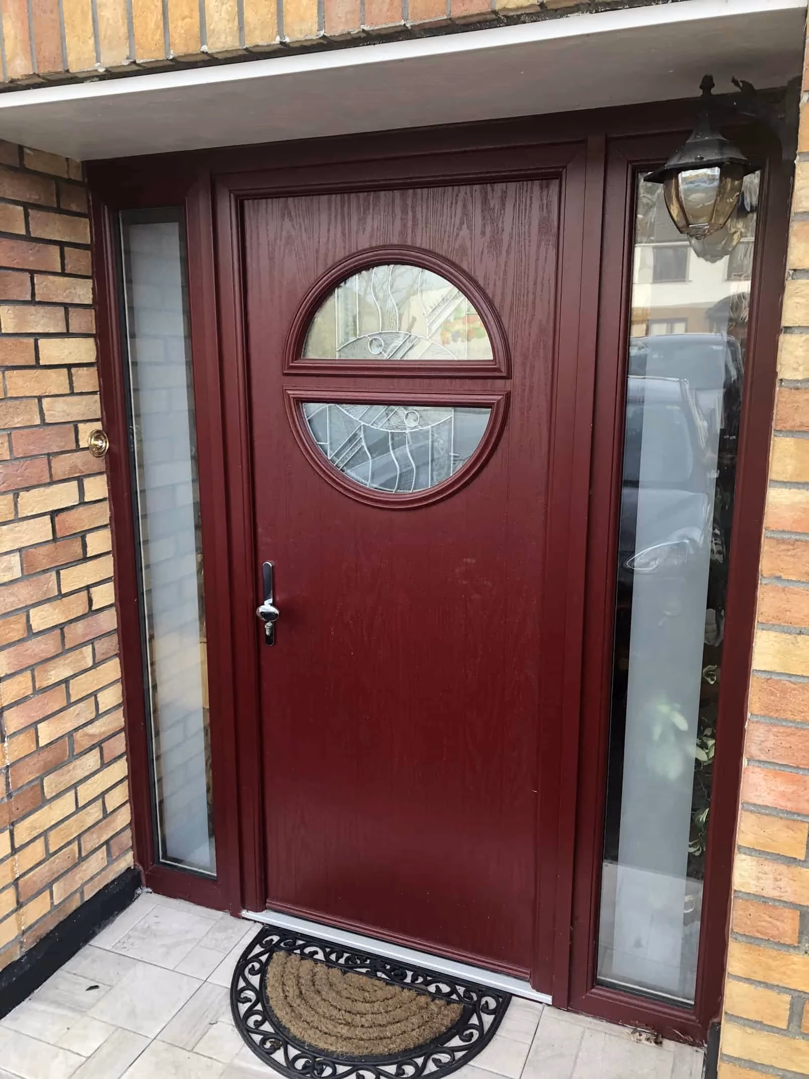 Range of composite front door styles in Anthracite Grey, Chartwell Green and Irish Oak