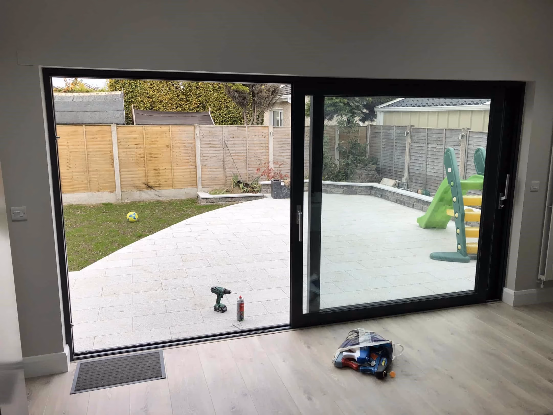 Patio sliding Door opening to backyard patio